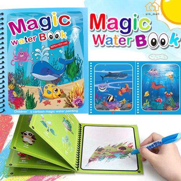 Magic Water Book Painting Drawing Coloring Board Book Magic Water Pen (2 Pac)