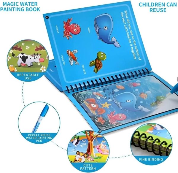 Magic Water Book Painting Drawing Coloring Board Book Magic Water Pen (2 Pac)