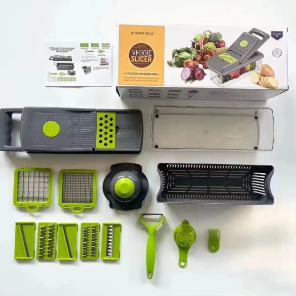 Multifunctional Vegetable Slicer & Cutter with Basket – All-in-One Shredder & Grater