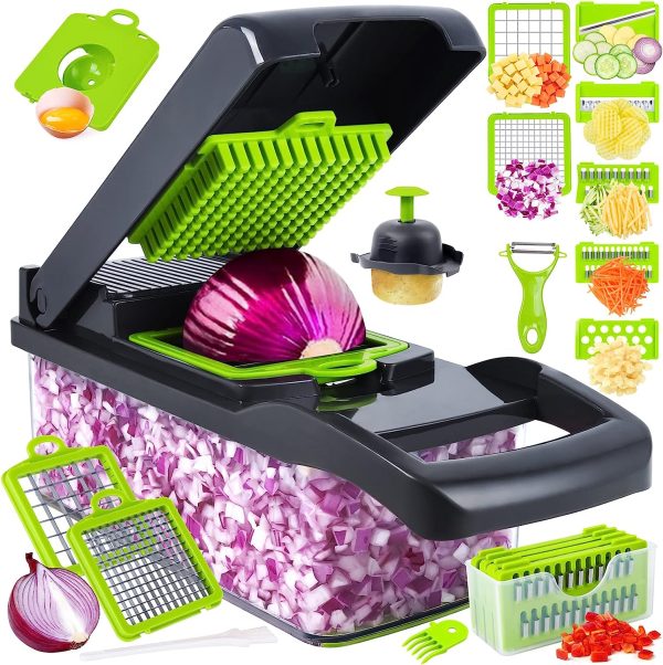 Multifunctional Vegetable Slicer & Cutter with Basket – All-in-One Shredder & Grater