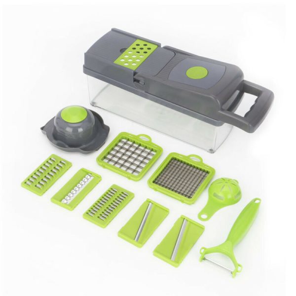 Multifunctional Vegetable Slicer & Cutter with Basket – All-in-One Shredder & Grater