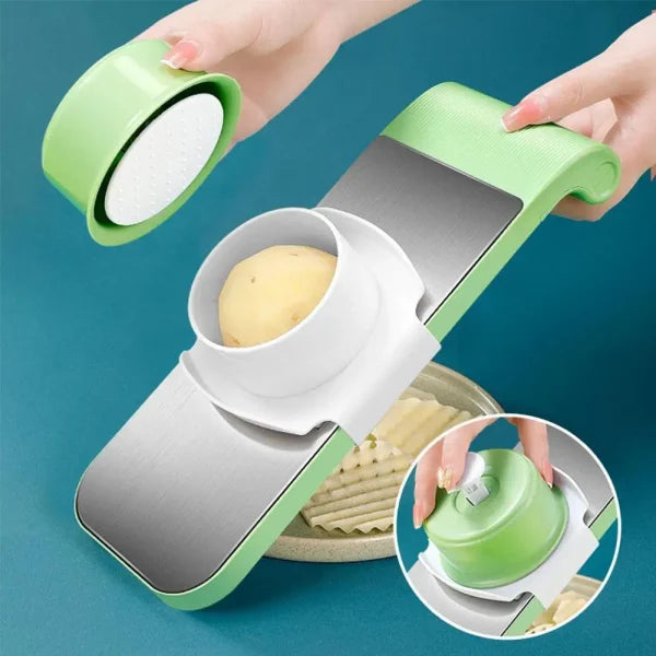 Stainless Steel Multifunctional Vegetable Cutter & Grater – All-in-One Kitchen Tool